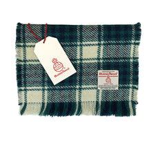 Load image into Gallery viewer, Turquoise Blue &amp; Green Tartan Harris Tweed Luxury Fringed Scarf
