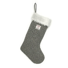 Load image into Gallery viewer, Black &amp; White Houndstooth Harris Tweed Christmas Stocking
