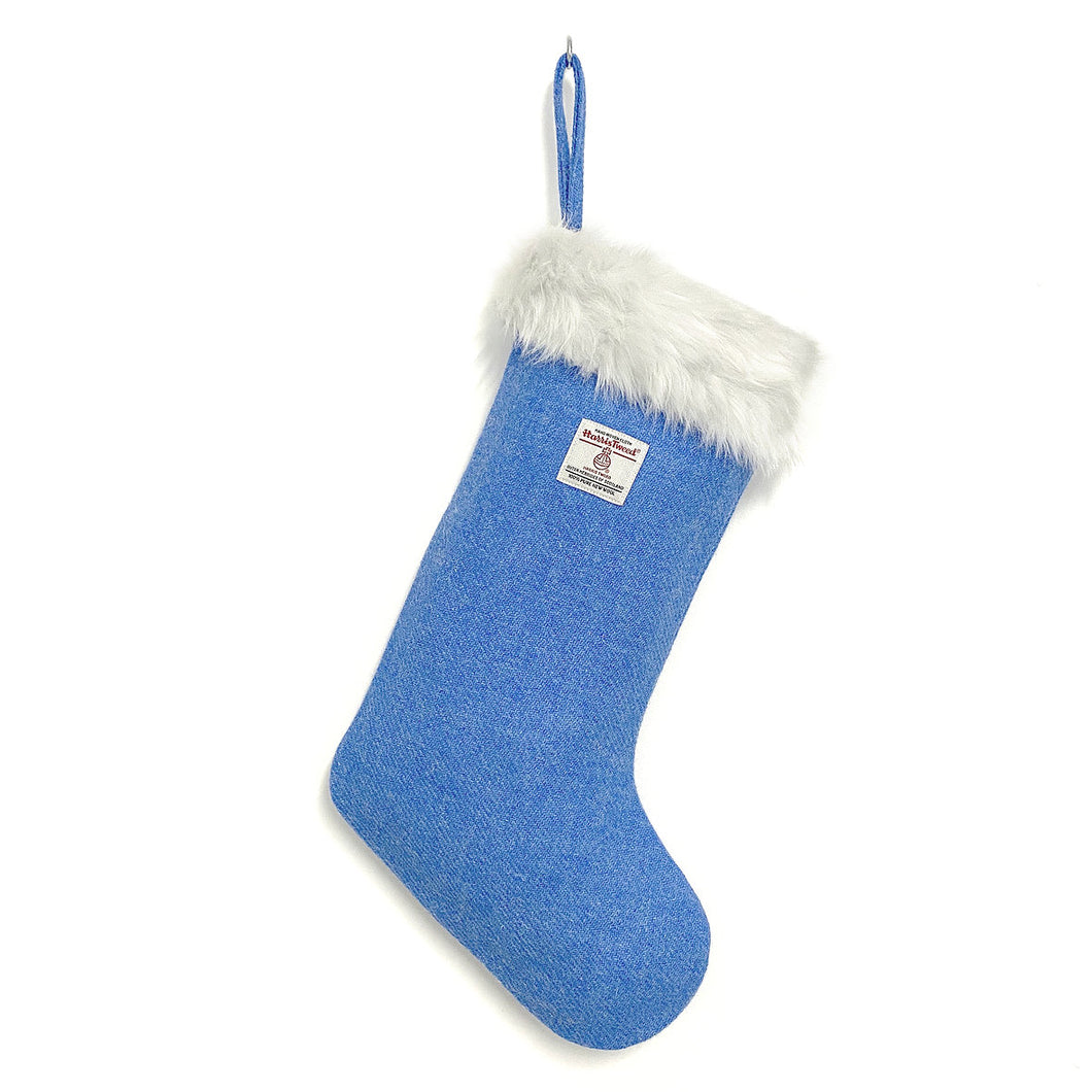 Blue Harris Tweed Christmas Stocking