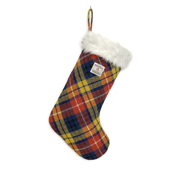 Yellow, Blue & Red Buchanan Tartan Harris Tweed Christmas Stocking