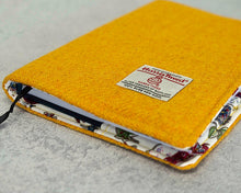 Load image into Gallery viewer, Yellow Harris Tweed Padded A5 Notebook Cover
