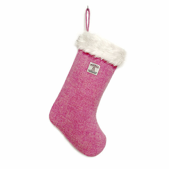 Pink Harris Tweed Christmas Stocking