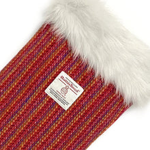 Load image into Gallery viewer, Red Candy Herringbone Harris Tweed Christmas Stocking
