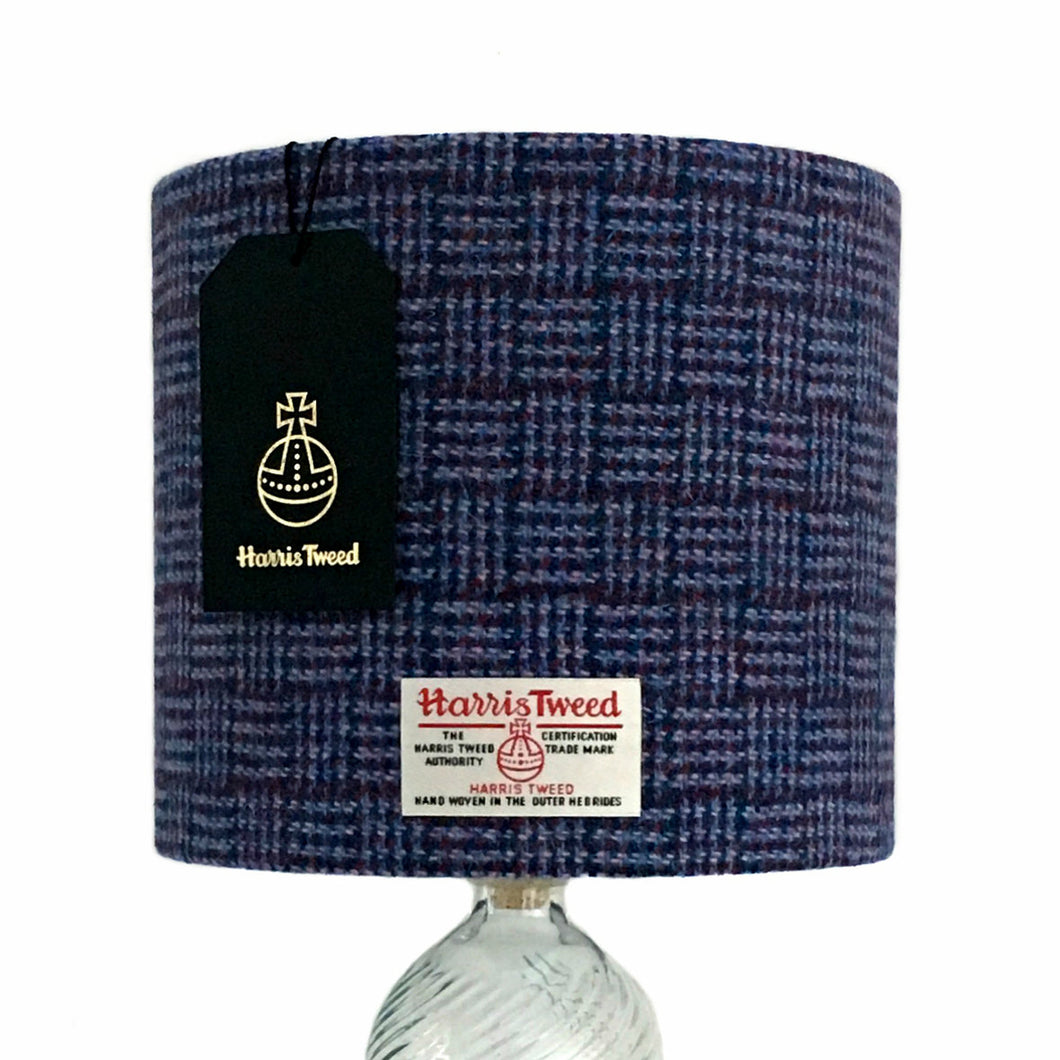 Blue / Purple Basket Weave Harris Tweed Lampshade - 20cm Diameter - SALE