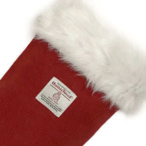 Berry Red Harris Tweed Christmas Stocking