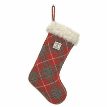 Load image into Gallery viewer, Red &amp; Grey Tartan Harris Tweed Christmas Stocking
