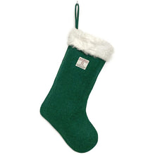 Load image into Gallery viewer, Green Harris Tweed Christmas Stocking
