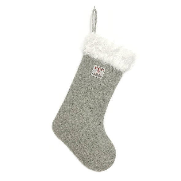 Grey Harris Tweed Christmas Stocking