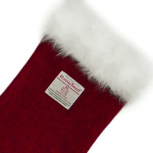 Load image into Gallery viewer, Deep Red Harris Tweed Christmas Stocking
