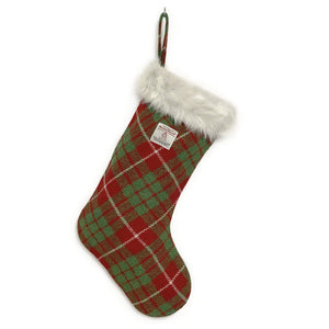 Red & Green Tartan Harris Tweed Christmas Stocking
