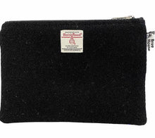 Load image into Gallery viewer, XL LARGE Black Harris Tweed Large Pouch Purse

