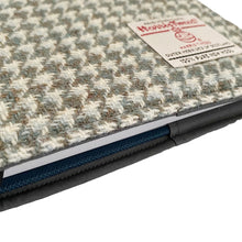 Load image into Gallery viewer, Beige &amp; Mint Green Houndstooth Harris Tweed Padded A5 Notebook
