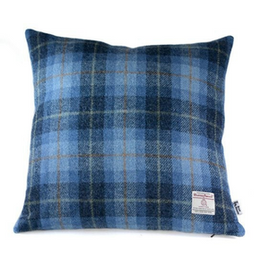 Blue Tartan Harris Tweed Cushion Cover