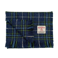 Load image into Gallery viewer, Blue &amp; Green Tartan Harris Tweed Luxury Fringed Scarf
