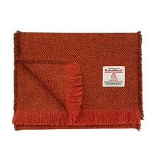 Load image into Gallery viewer, Burnt Orange &amp; Brown Herringbone Harris Tweed Luxury Fringed Scarf

