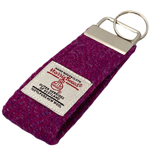 Pink & Purple Herringbone Harris Tweed Keyring
