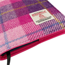 Load image into Gallery viewer, Pink &amp; Dark Violet Tartan Harris Tweed Padded A5 Notebook
