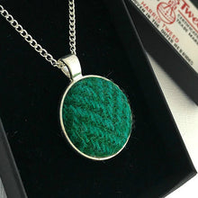Load image into Gallery viewer, Emerald Green Herringbone Harris Tweed Necklace
