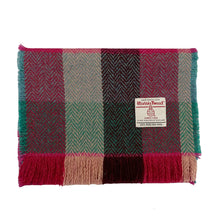 Load image into Gallery viewer, Neon Pink, Green &amp; Blue Herringbone Check Harris Tweed Luxury Fringed Scarf
