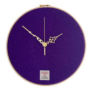 Purple Harris Tweed Wall Clock