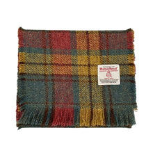 Load image into Gallery viewer, Raspberry Rust, Green &amp; Mustard Tartan Harris Tweed Luxury Fringed Scarf
