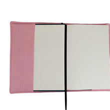 Load image into Gallery viewer, Raspberry &amp; Baby Pink Tartan Harris Tweed Padded A5 Notebook
