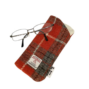 Red & Grey Tartan Harris Tweed Glasses Case
