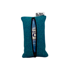 Load image into Gallery viewer, Teal &amp; Turquoise Herringbone Harris Tweed Tissue / Purse Pouch
