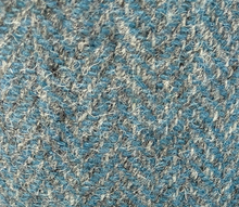 Load image into Gallery viewer, Turquoise Blue &amp; Grey Herringbone Harris Tweed Cushion Cover
