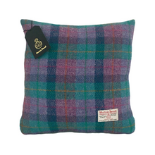 Load image into Gallery viewer, Violet &amp; Kingfisher Blue Tartan Harris Tweed Cushion Cover
