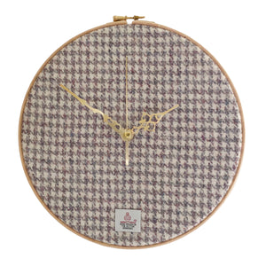 Beige & Grey Houndstooth Harris Tweed Wall Clock