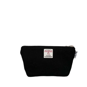 Black Harris Tweed Small Make Up Bag With Cotton Lining