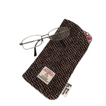 Load image into Gallery viewer, Black With Lemon Yellow Tile Weave Harris Tweed Glasses Case
