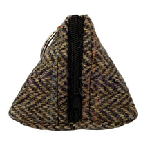 Load image into Gallery viewer, Rainbow Brown Herringbone Pyramid Keyring Coin Purse
