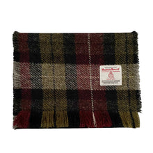 Load image into Gallery viewer, Navy &amp; Burgundy Tartan Harris Tweed Luxury Fringed Scarf
