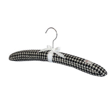 Load image into Gallery viewer, Black &amp; White Houndstooth Harris Tweed Padded Hanger
