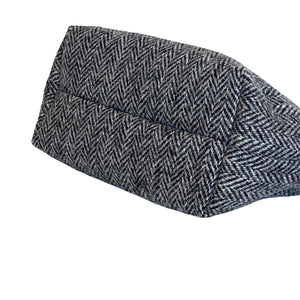Black & Grey/White Herringbone Harris Tweed Small Make Up Bag With Cotton Lining