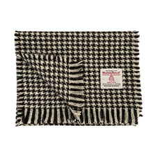 Load image into Gallery viewer, Black &amp; White Houndstooth Harris Tweed Luxury Fringed Scarf
