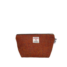 Load image into Gallery viewer, Copper Brown Harris Tweed Small Make Up Bag With Cotton Lining
