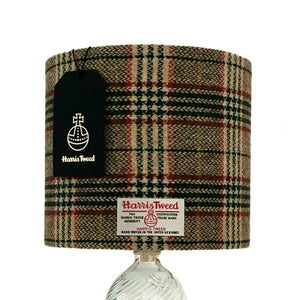 Cream, Green & Red Tartan Harris Tweed Lampshade - 20cm Diameter - SALE
