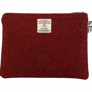 XL LARGE Deep Red Harris Tweed Large Pouch Purse