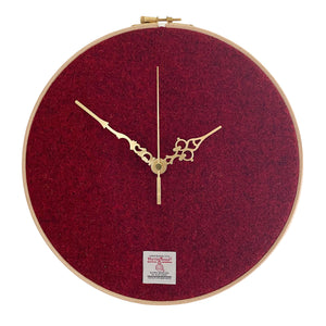Deep Red Harris Tweed Wall Clock