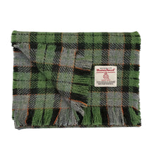 Load image into Gallery viewer, Green &amp; Blue Tartan Harris Tweed Luxury Fringed Scarf

