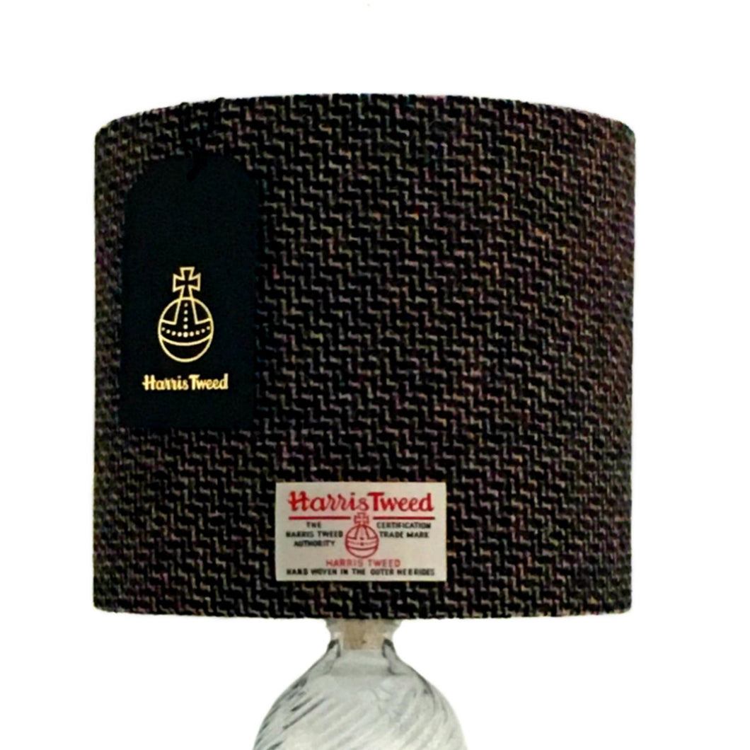 Black & Multi Coloured Tile Weave Harris Tweed Lampshade - 20cm Diameter - SALE