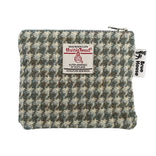 Load image into Gallery viewer, Beige &amp; Mint Green Houndstooth Harris Tweed Coin Purse
