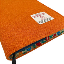 Load image into Gallery viewer, Orange Harris Tweed Padded A5 Notebook - Aztec

