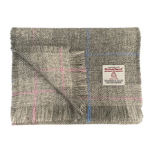 Load image into Gallery viewer, Pastel Grey Tartan Harris Tweed Luxury Fringed Scarf
