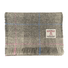 Load image into Gallery viewer, Pastel Grey Tartan Harris Tweed Luxury Fringed Scarf
