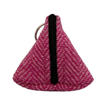 Load image into Gallery viewer, Bright Pink &amp; Baby Pink Herringbone Pyramid Keyring Coin Purse
