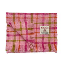 Load image into Gallery viewer, Pink Candy Check Harris Tweed Luxury Fringed Scarf
